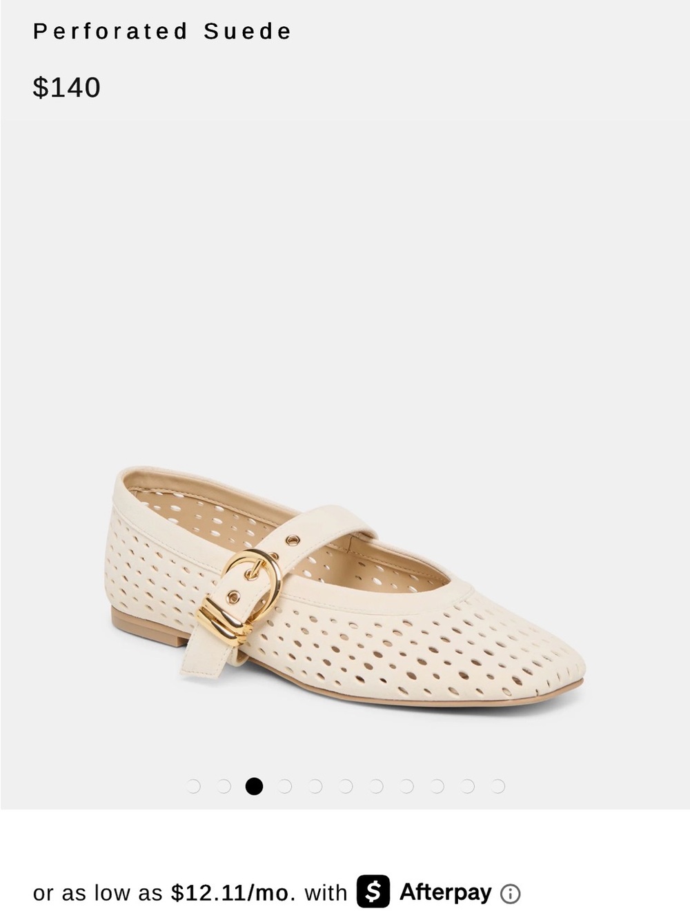 Dolce Vita Cream Perforated Mary Jane Flat with Gold Buckle